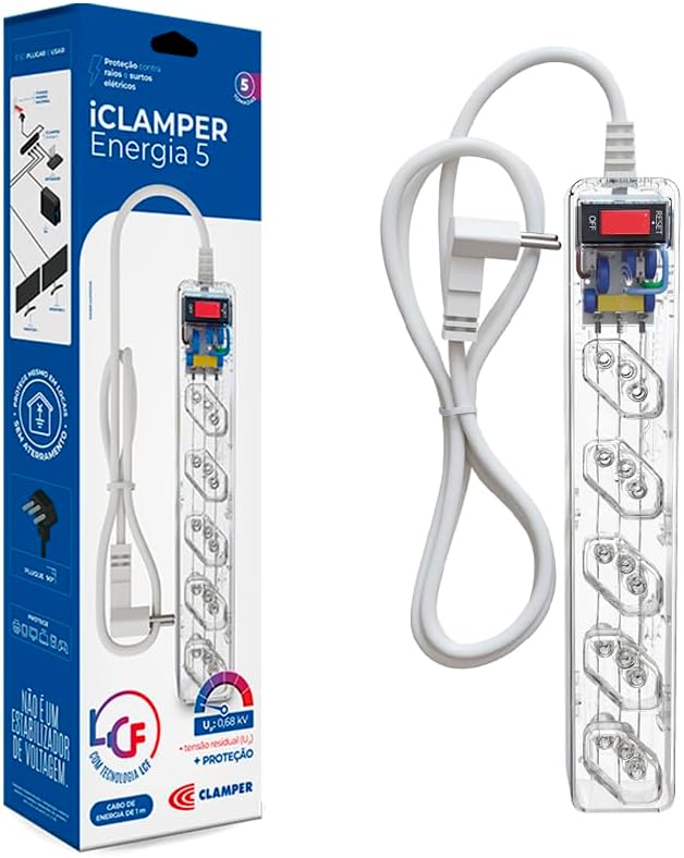 Filtro de Linha Clamper Energia 5 Transparente LCF