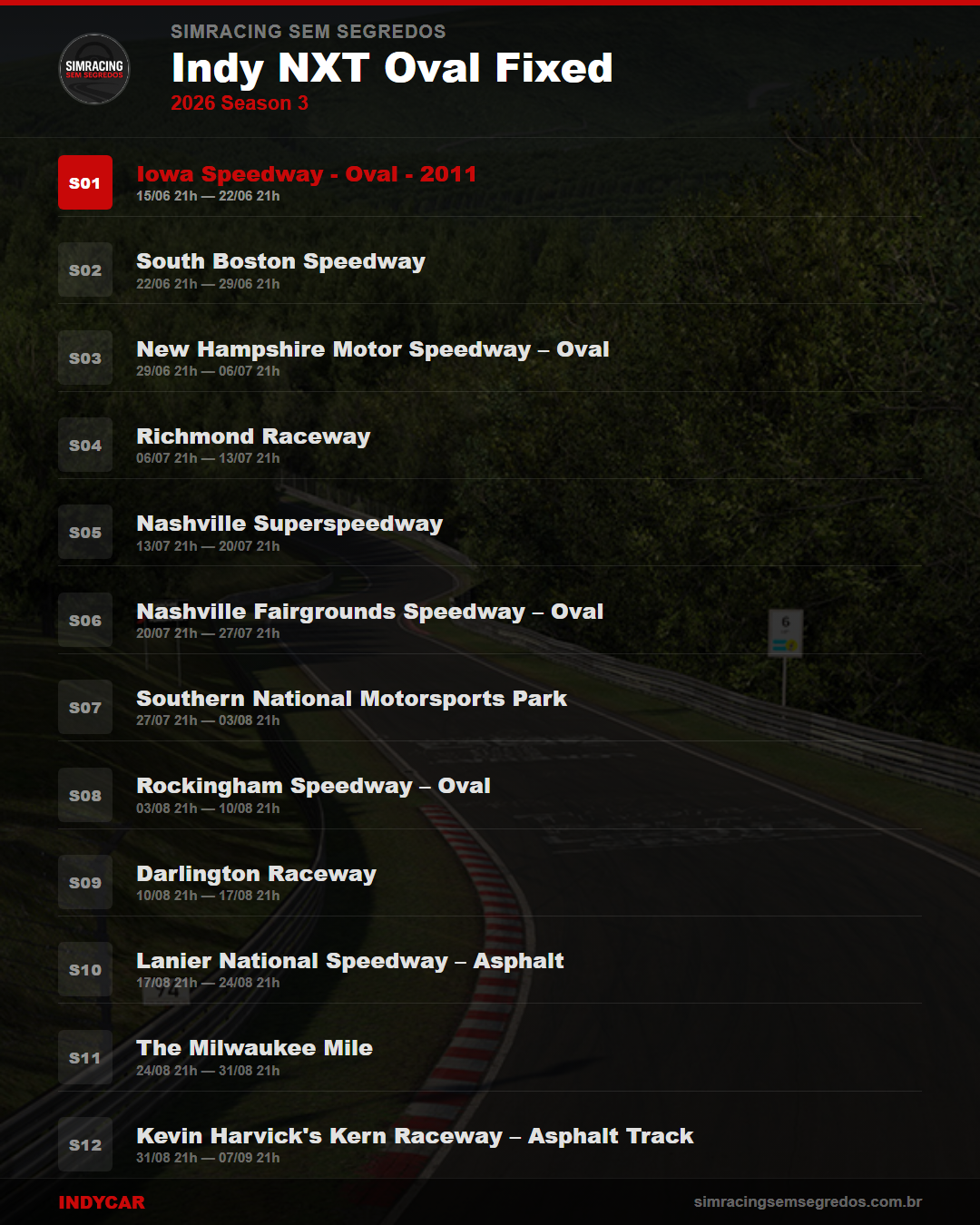 Calendario IndyCar — 2026 Season 3