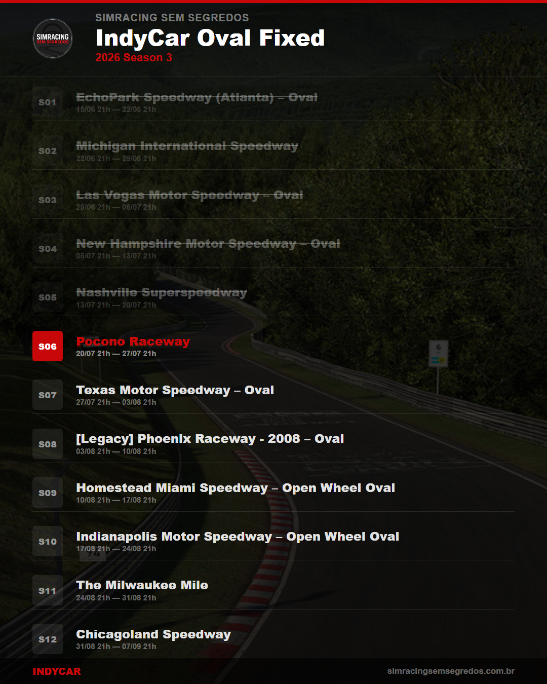 Calendario IndyCar — 2026 Season 3