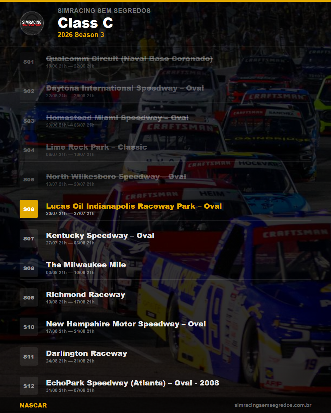 Calendario NASCAR — 2026 Season 3
