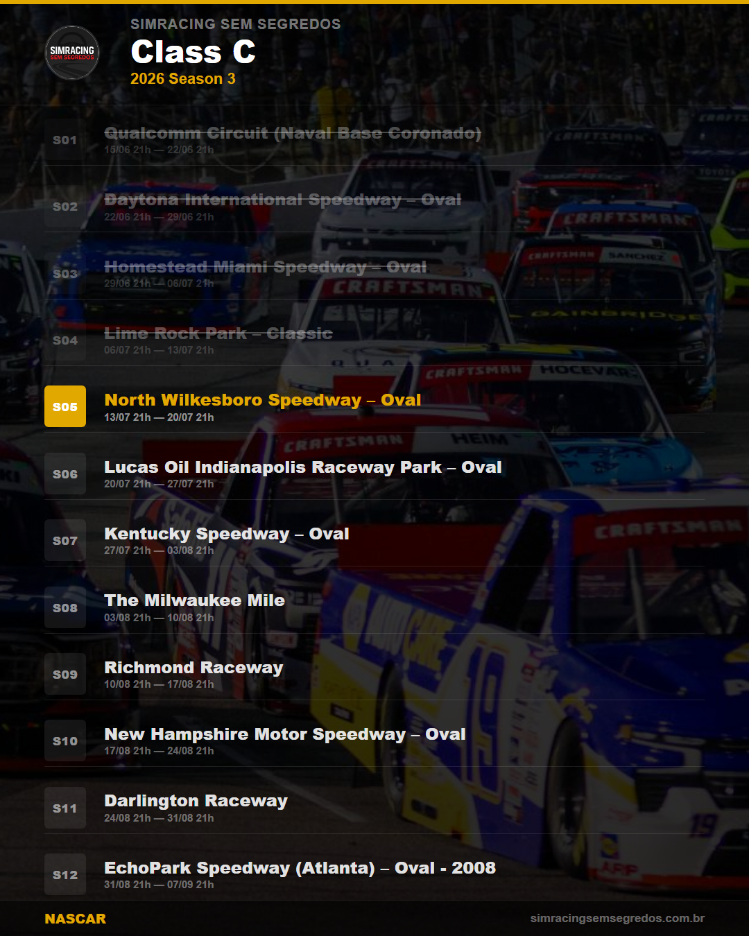 Calendario NASCAR — 2026 Season 3