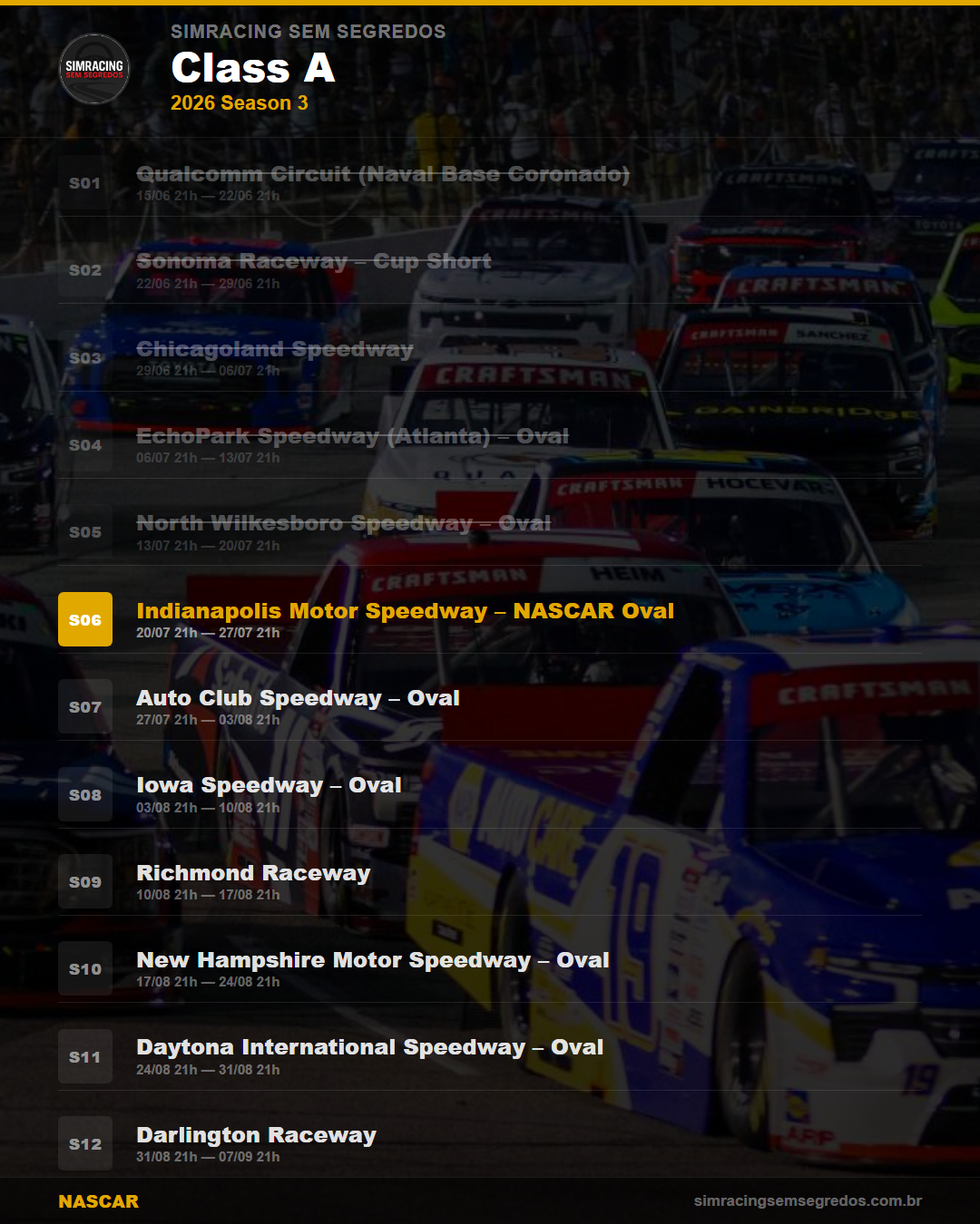 Calendario NASCAR — 2026 Season 3