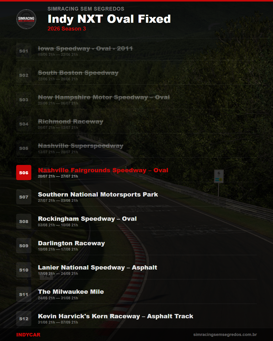 Calendario IndyCar — 2026 Season 3