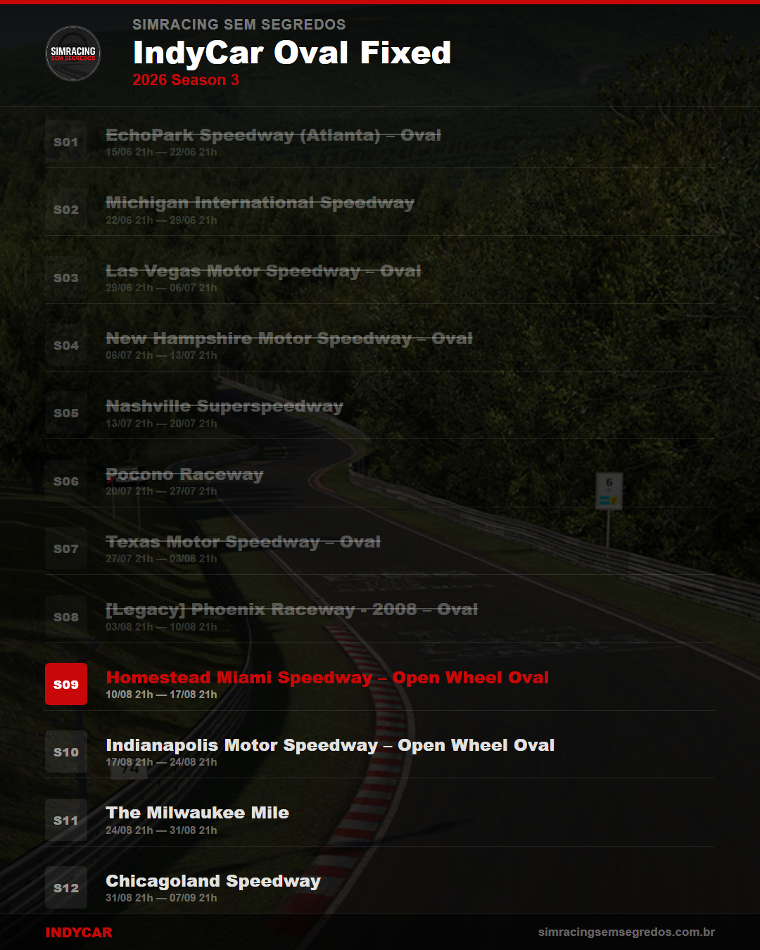 Calendario IndyCar — 2026 Season 3