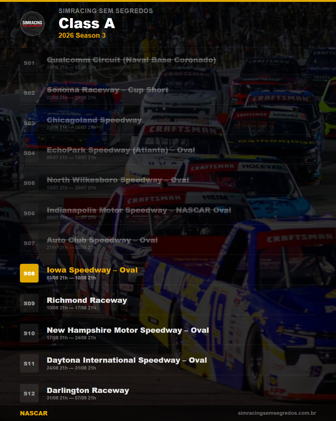 Calendario NASCAR — 2026 Season 3