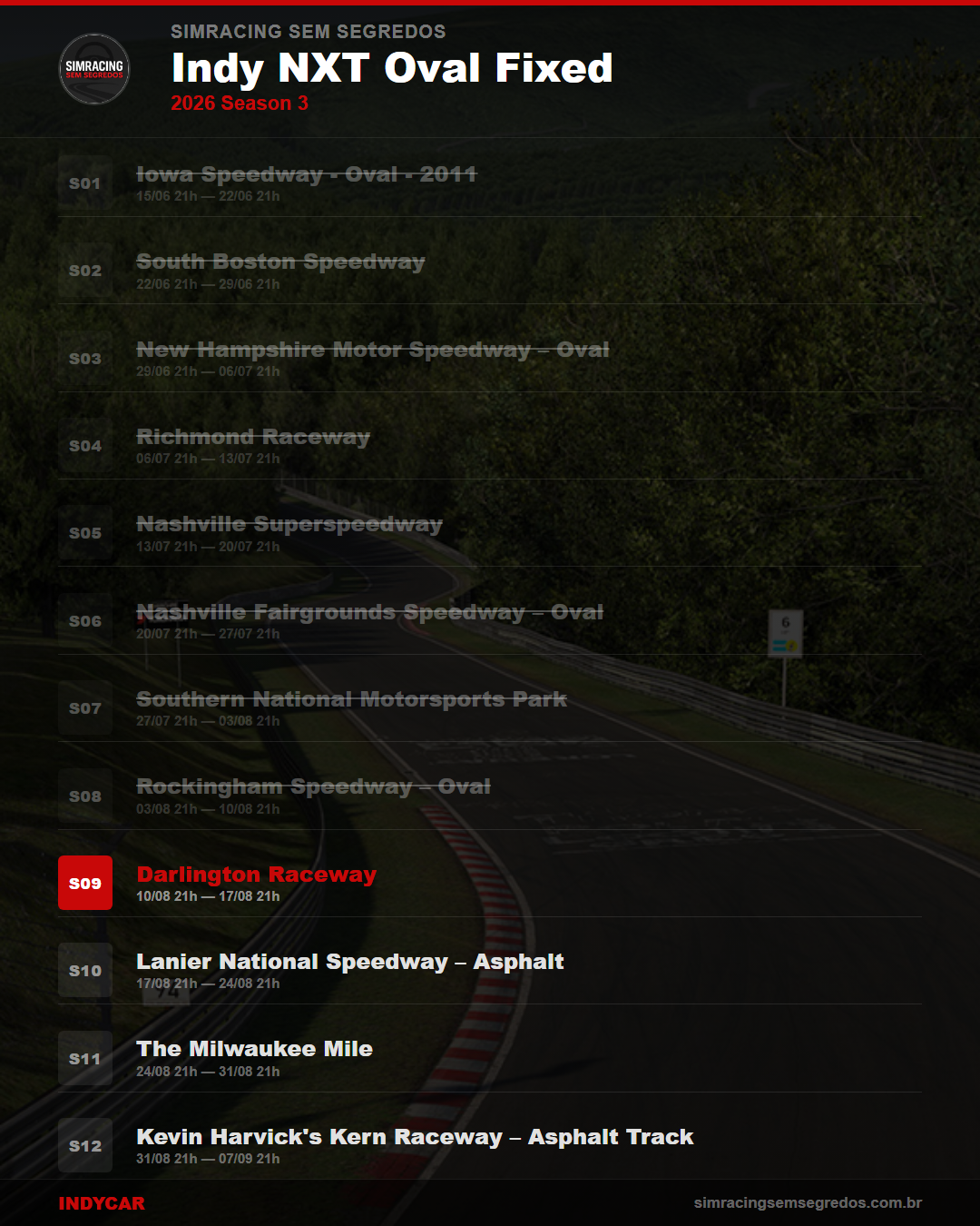 Calendario IndyCar — 2026 Season 3