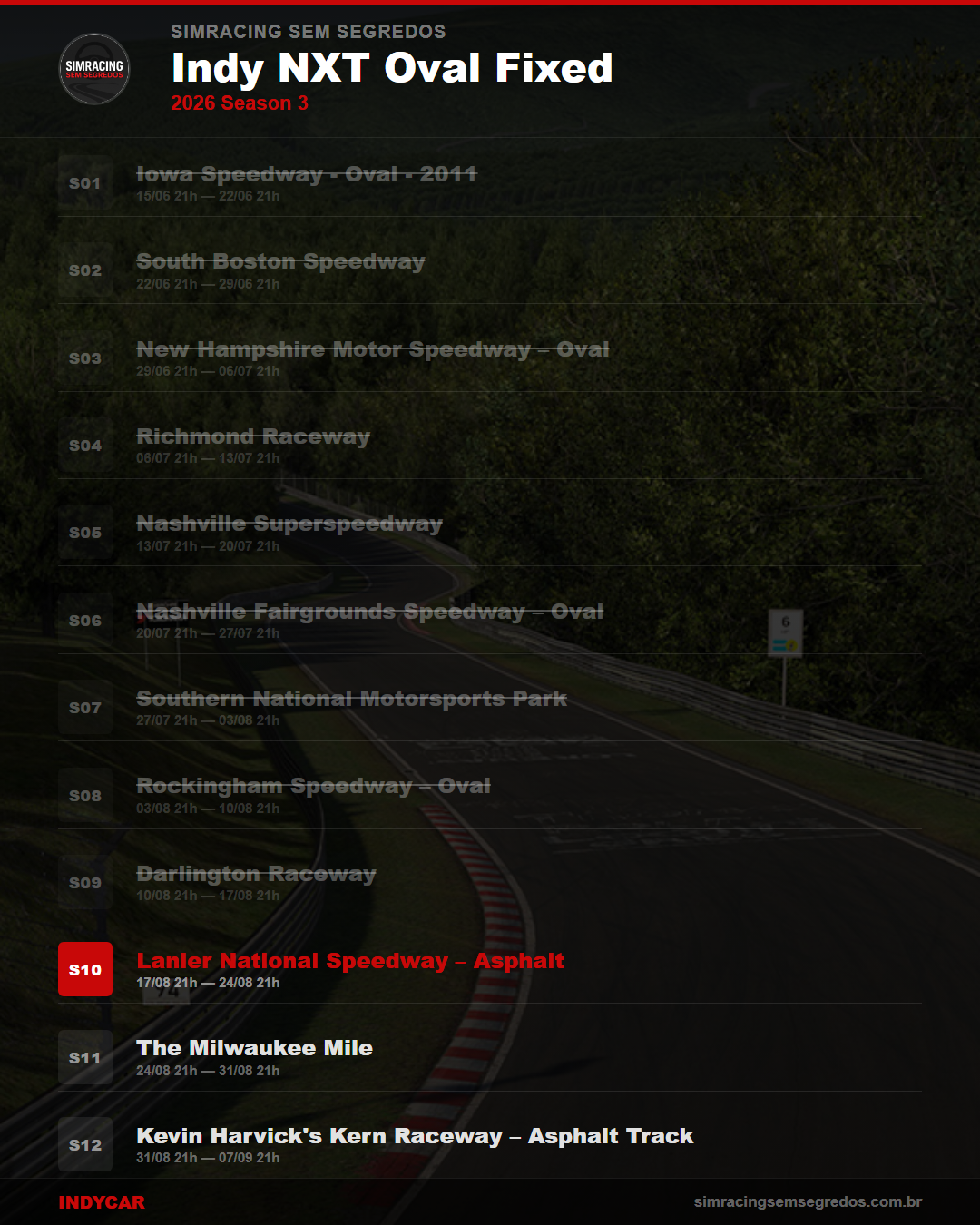 Calendario IndyCar — 2026 Season 3