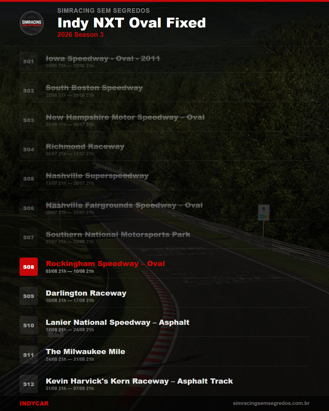 Calendario IndyCar — 2026 Season 3