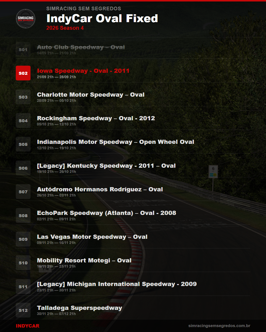 Calendario IndyCar — 2026 Season 4