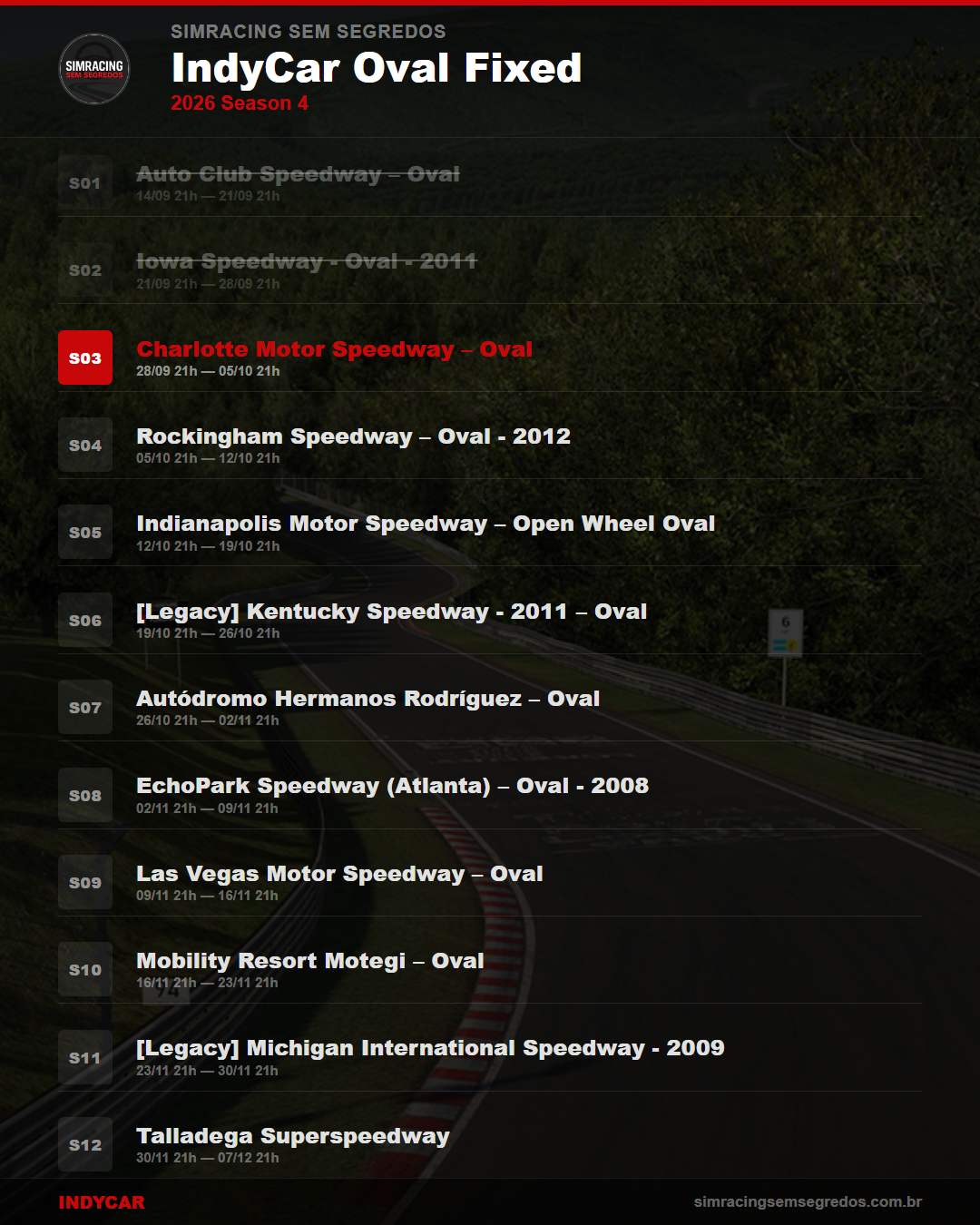 Calendario IndyCar — 2026 Season 4