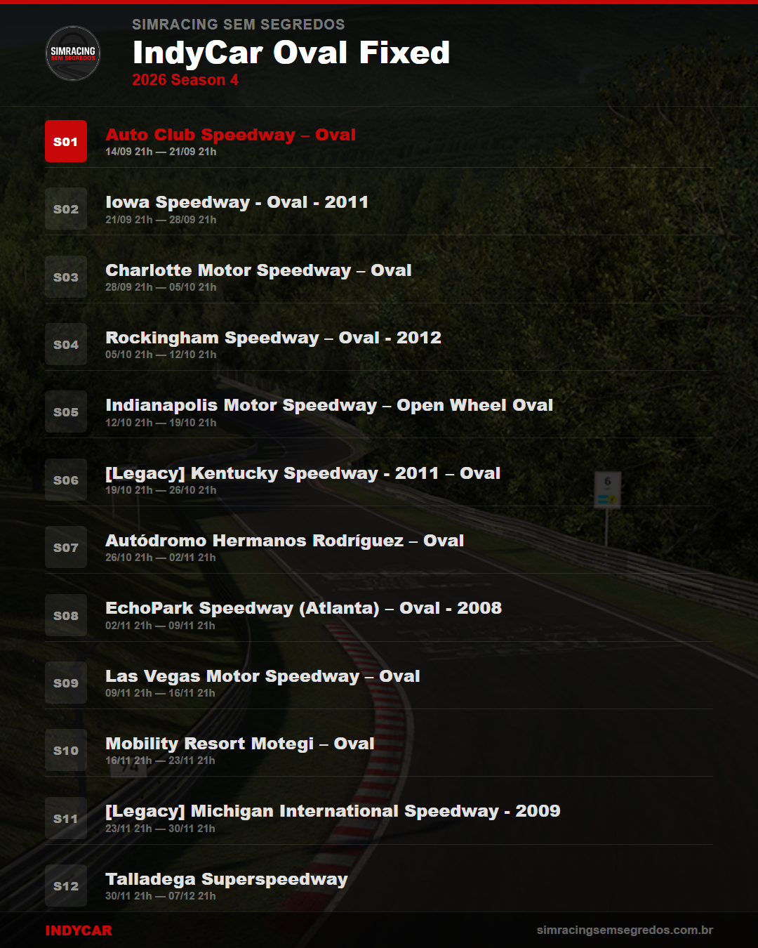 Calendario IndyCar — 2026 Season 4