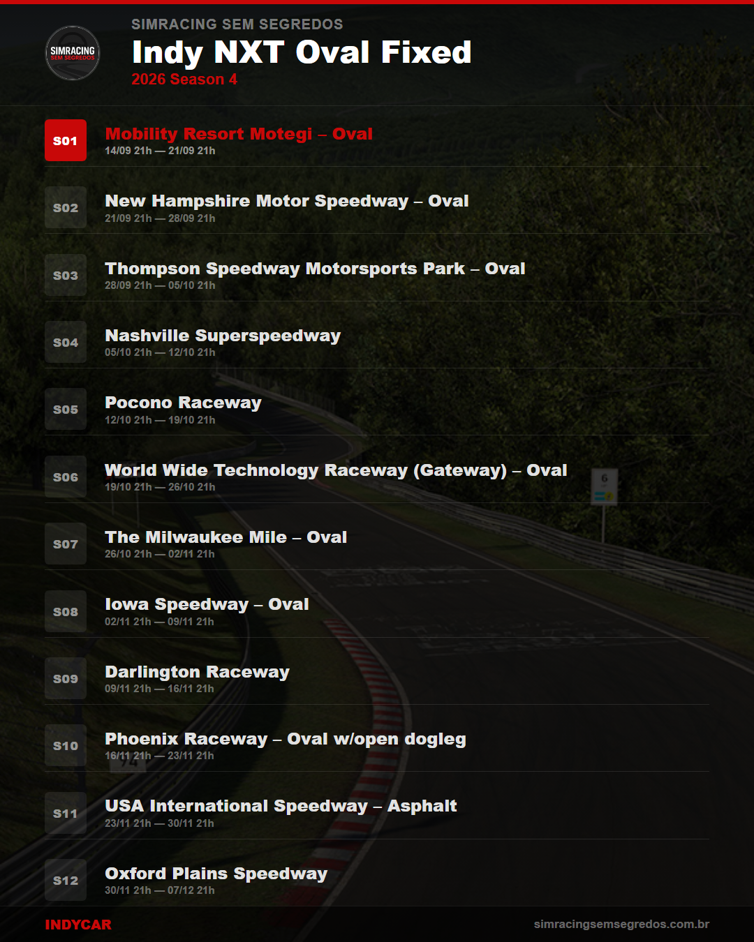 Calendario IndyCar — 2026 Season 4