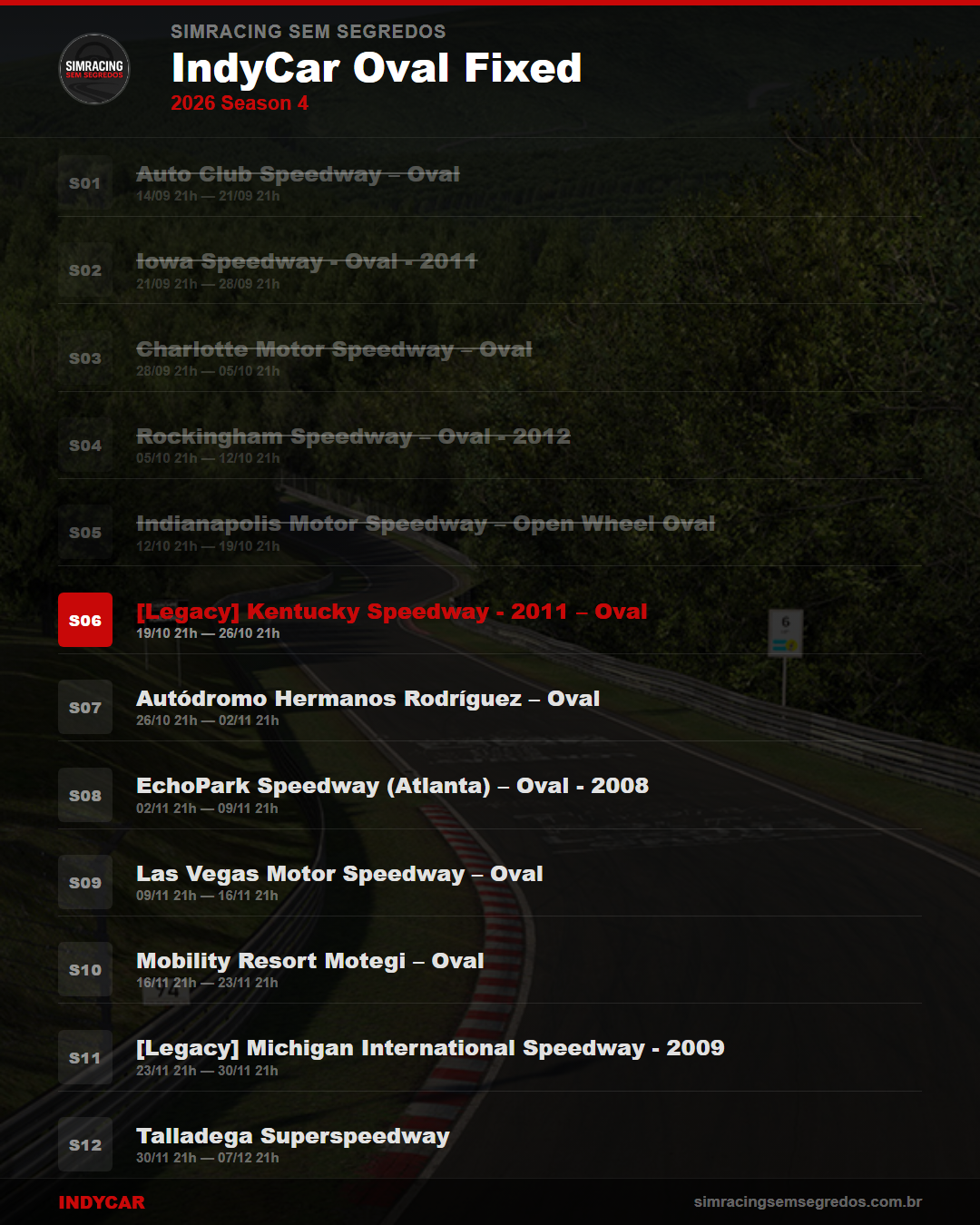 Calendario IndyCar — 2026 Season 4