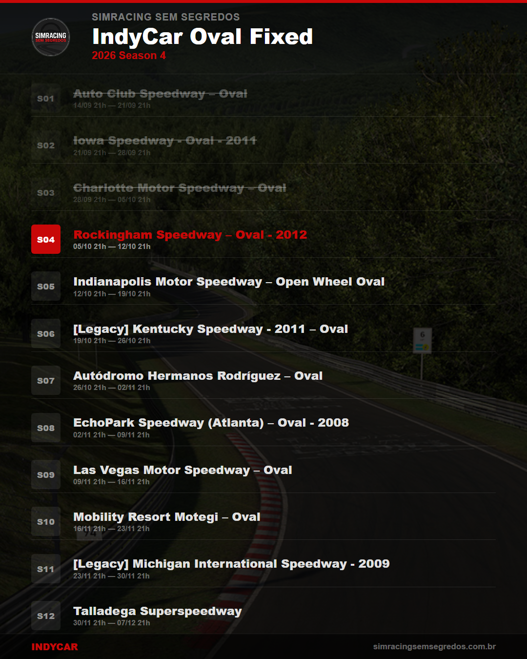 Calendario IndyCar — 2026 Season 4