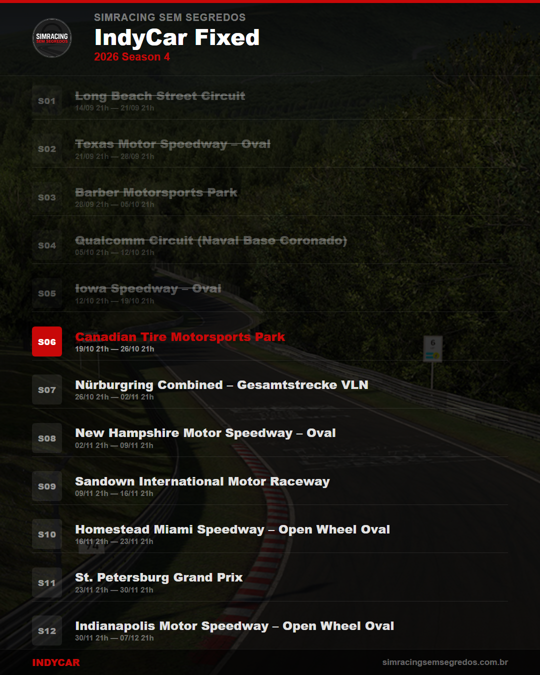 Calendario IndyCar — 2026 Season 4